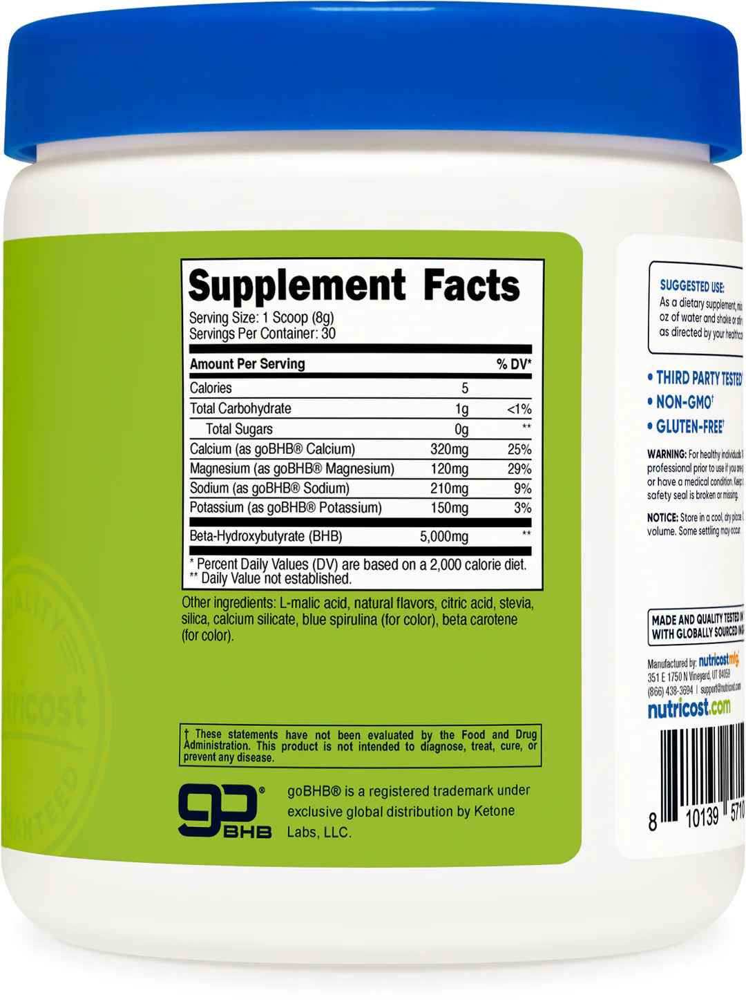 Nutricost Ketone BHB Salts 4-in-1 Powder (267G) (Flavored)