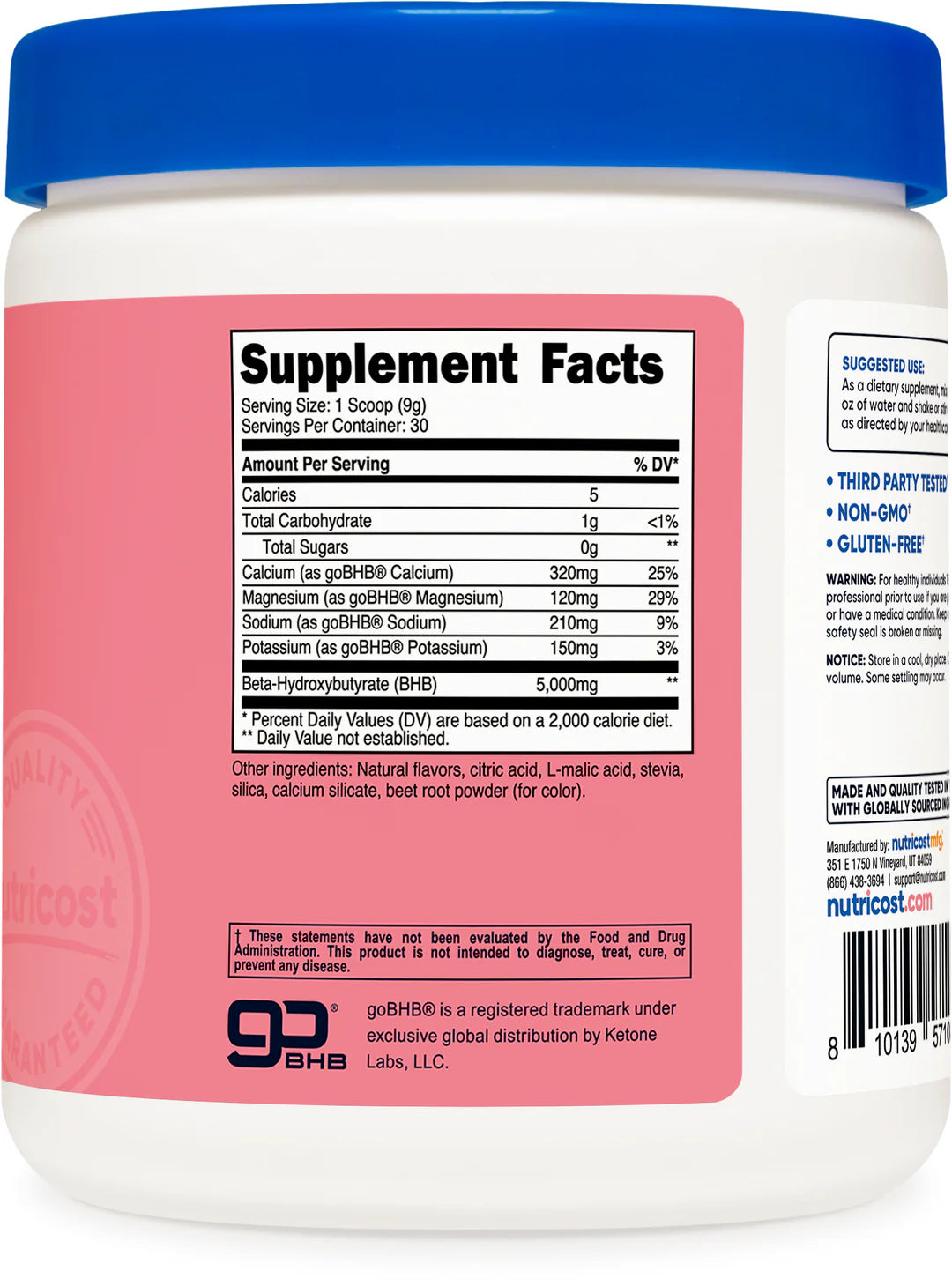 Nutricost Ketone BHB Salts 4-in-1 Powder (267G) (Flavored)