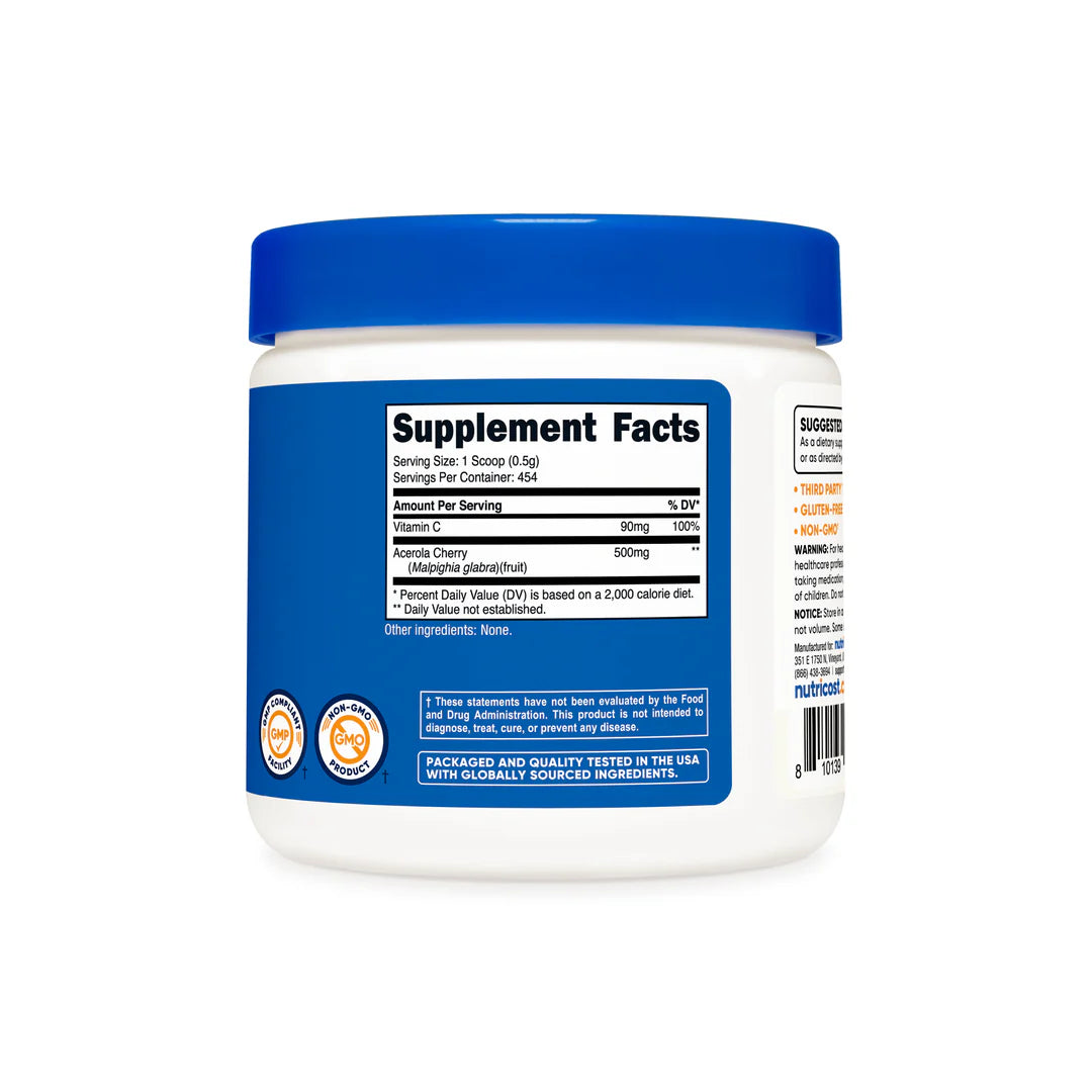 Nutricost Natural Vitamin C Powder (Acerola Cherry) (8 OZ)
