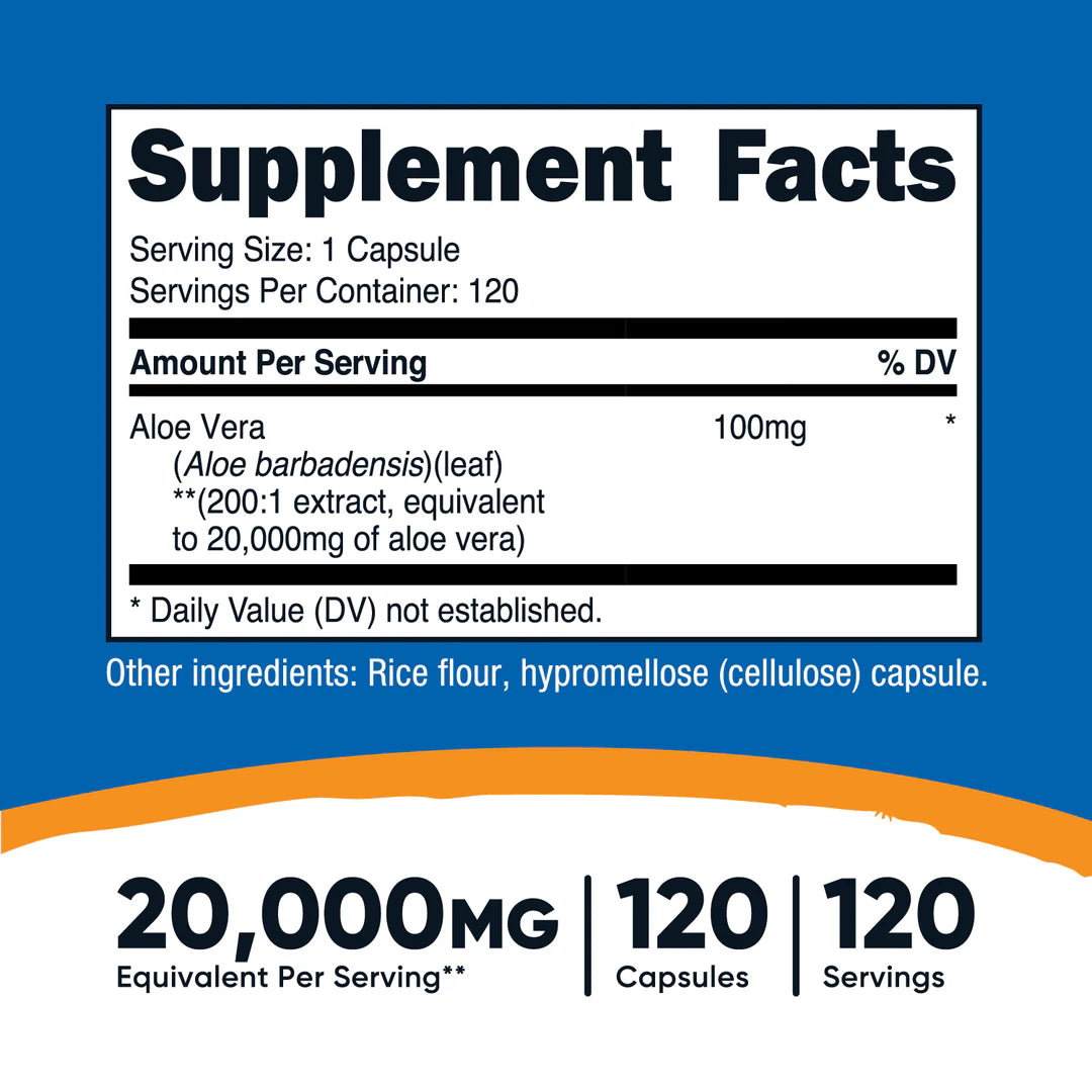 Cápsulas de Aloe Vera (100 MG) (120 Cápsulas)