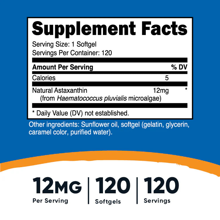 Nutricost Astaxanthin Softgels (120 Softgels)