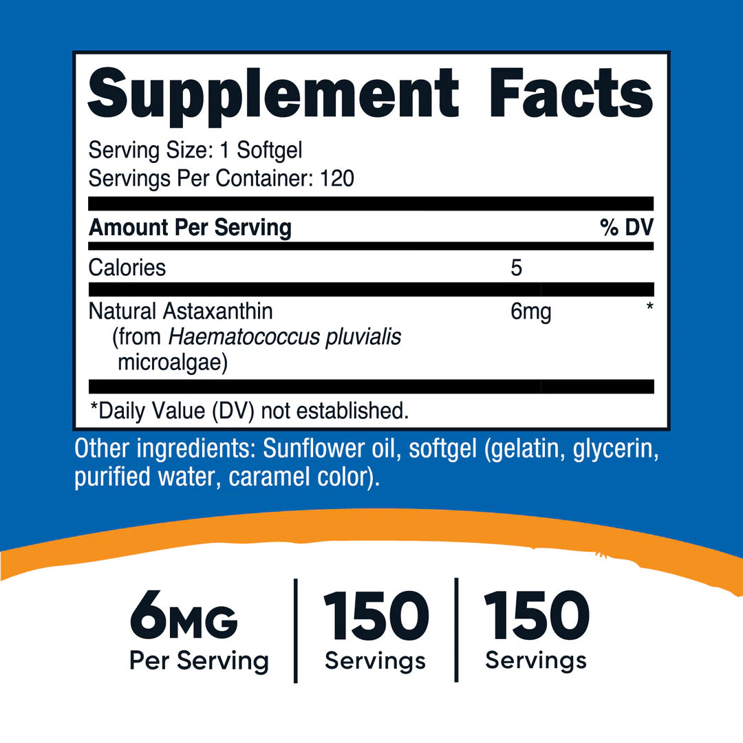 Nutricost Astaxanthin Softgels (120 Softgels)