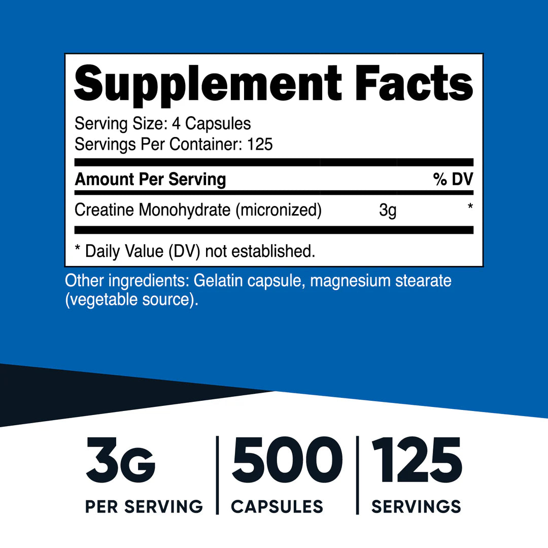 Cápsulas de monohidrato de creatina (3000 MG)