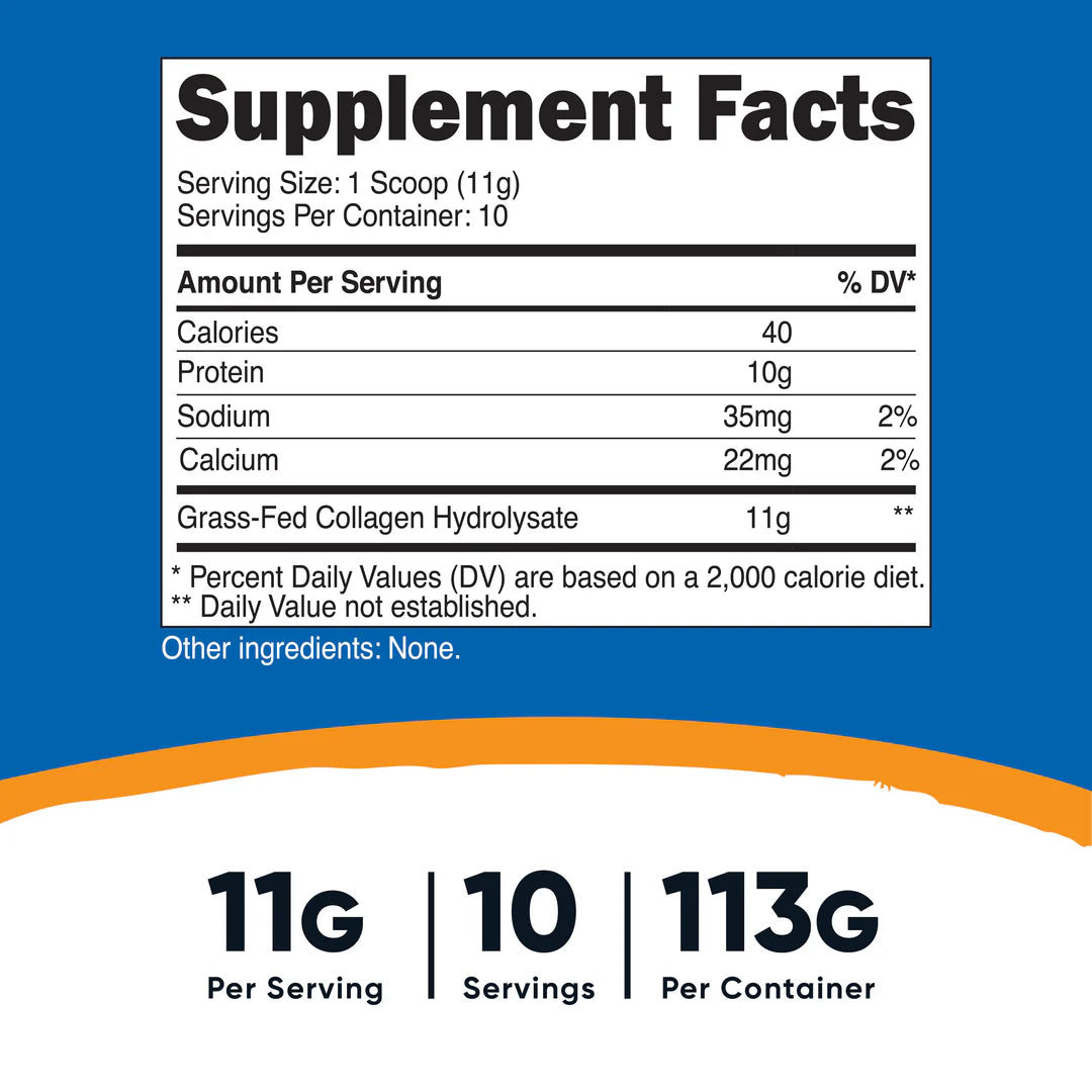 Nutricost Grass-Fed Collagen Hydrolysate Powder (4 OZ) (Unflavored)