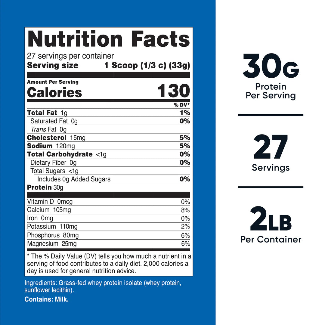 Nutricost Grass-Fed Whey Protein Isolate Powder (2 LB)