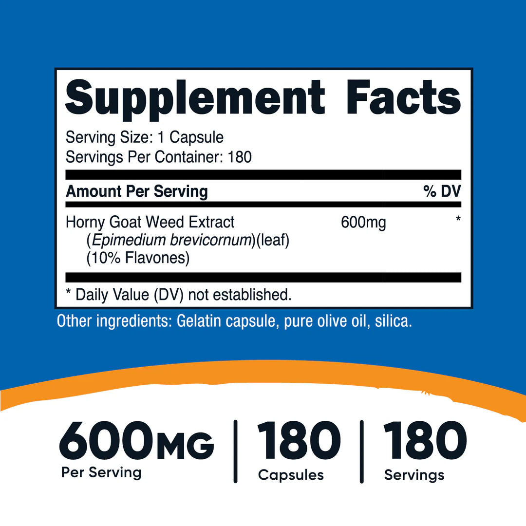 Nutricost Horny Goat Weed Capsules (600 MG) (180 Capsules)