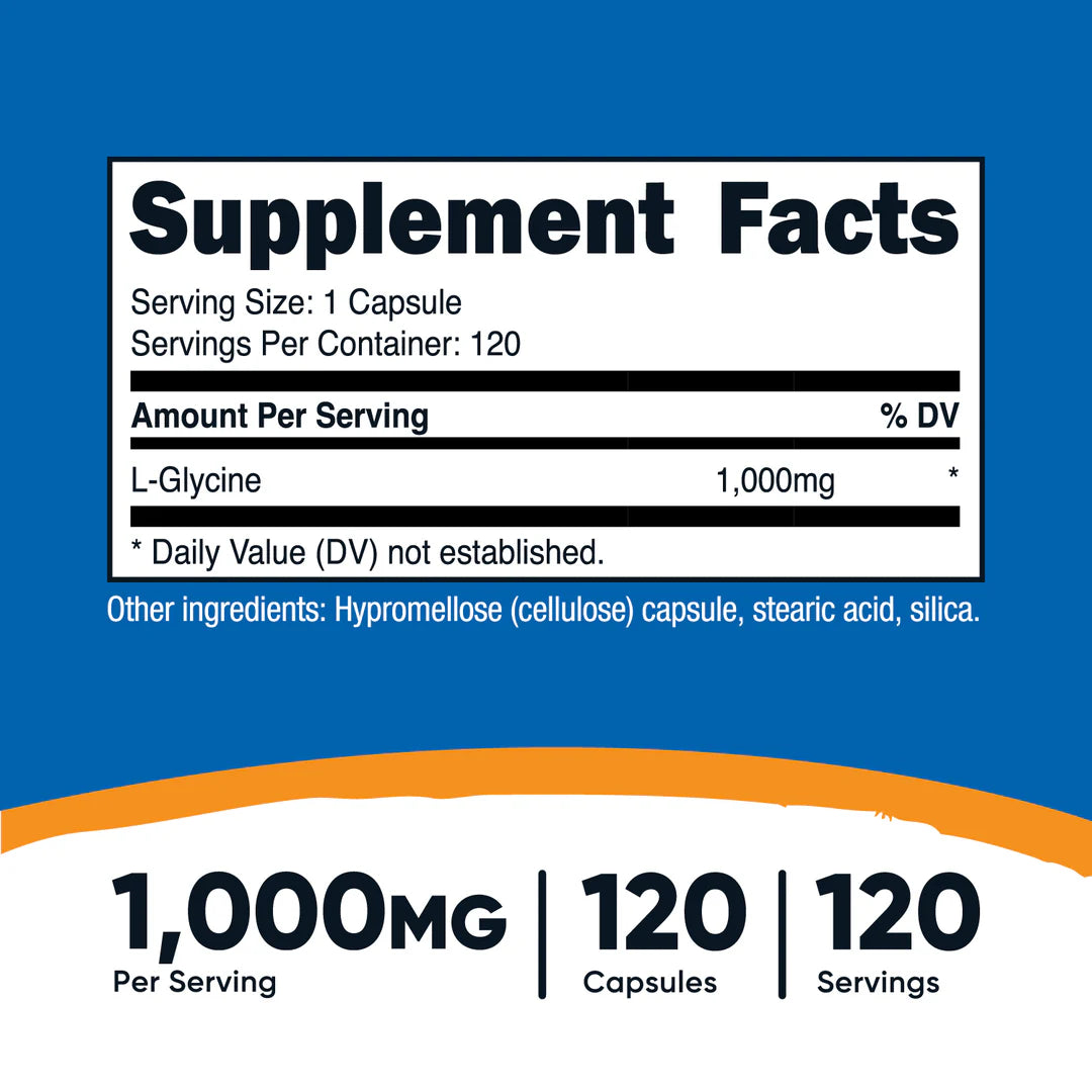 Nutricost L-Glycine Capsules (1000 MG) (120 Caps)