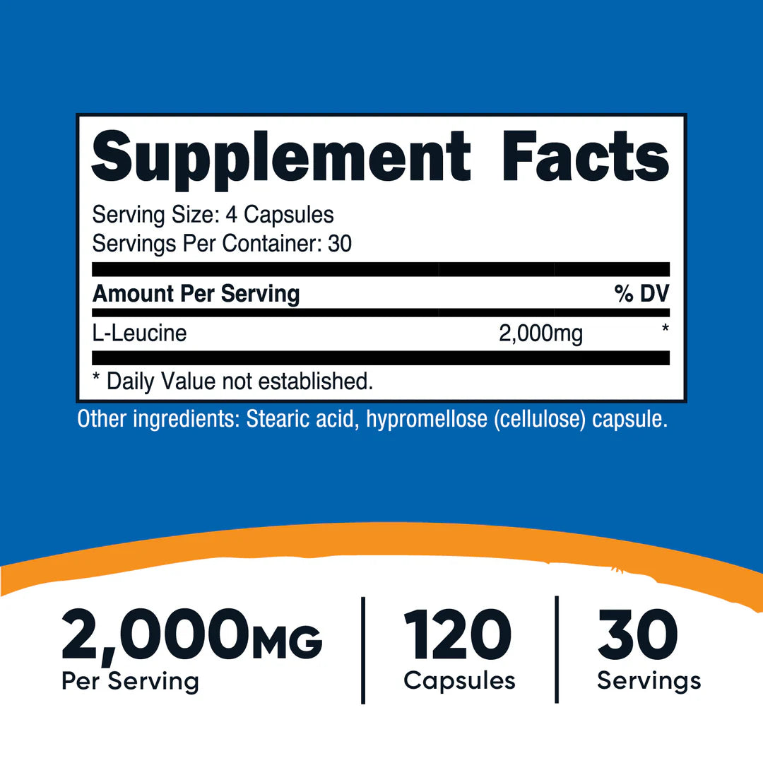 Nutricost L-Leucine Capsules (2000 MG) (120 Caps)