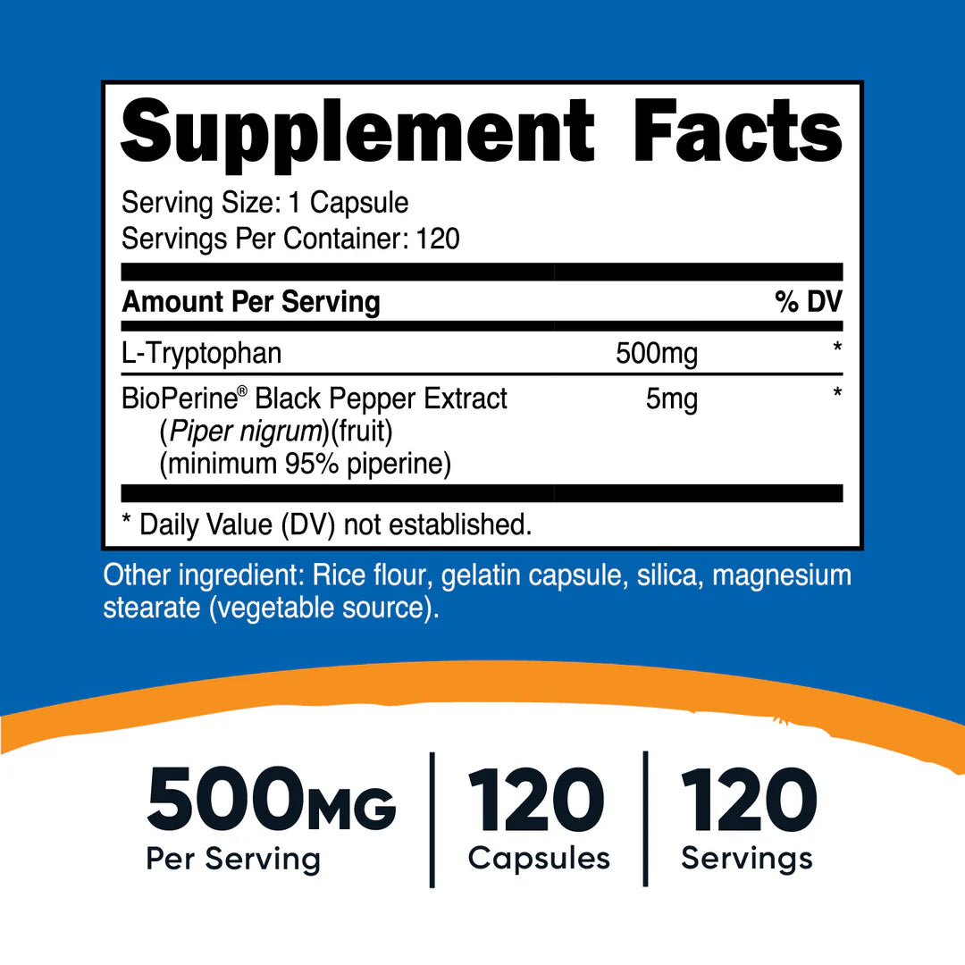 Gélules de L-tryptophane (500 MG) (120 gélules)
