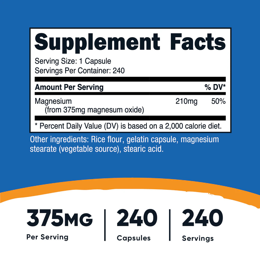 Cápsulas de Óxido de Magnesio (240 Cápsulas)