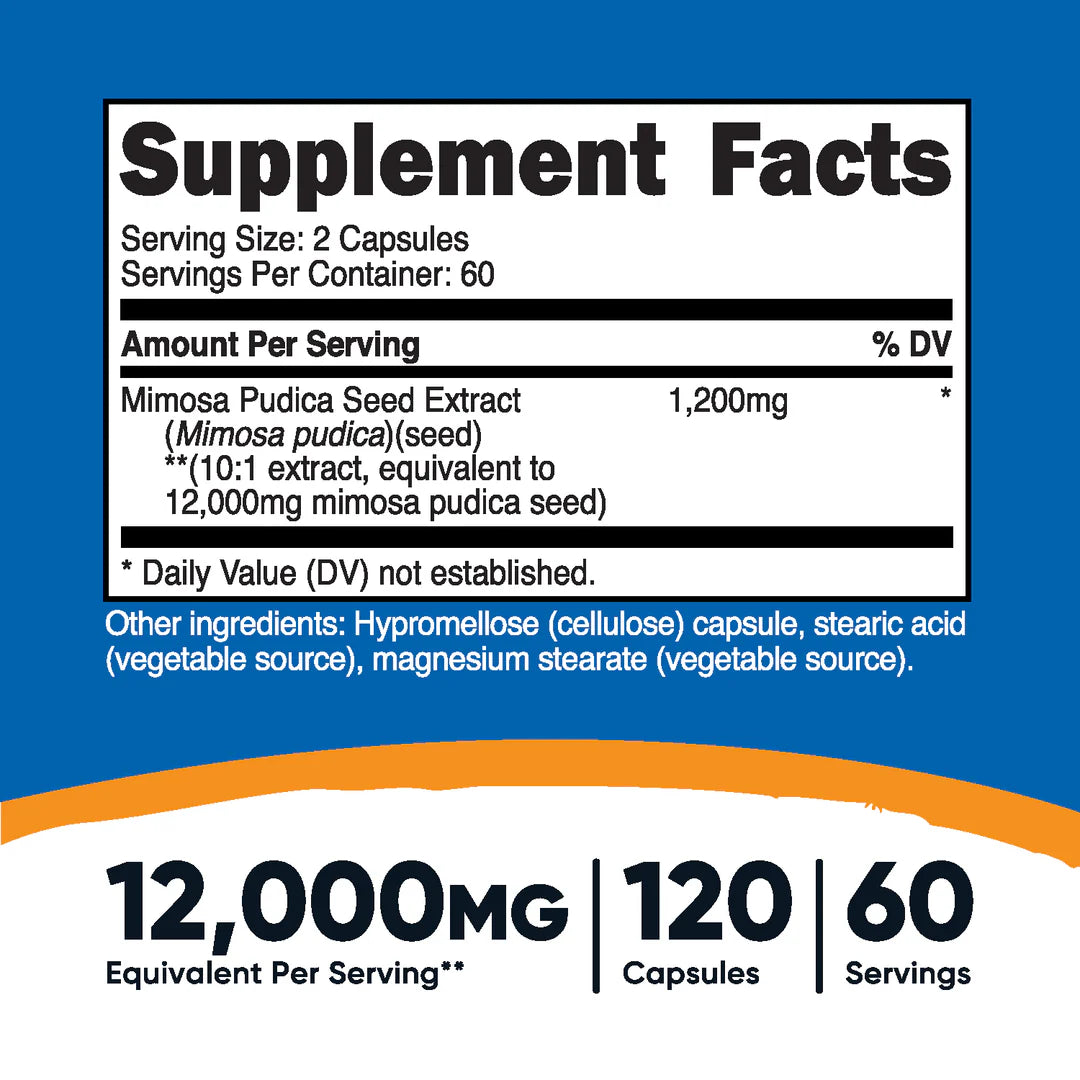 Nutricost Mimosa Pudica Seed 10:1 Capsules (12,000 MG) (120 Capsules)