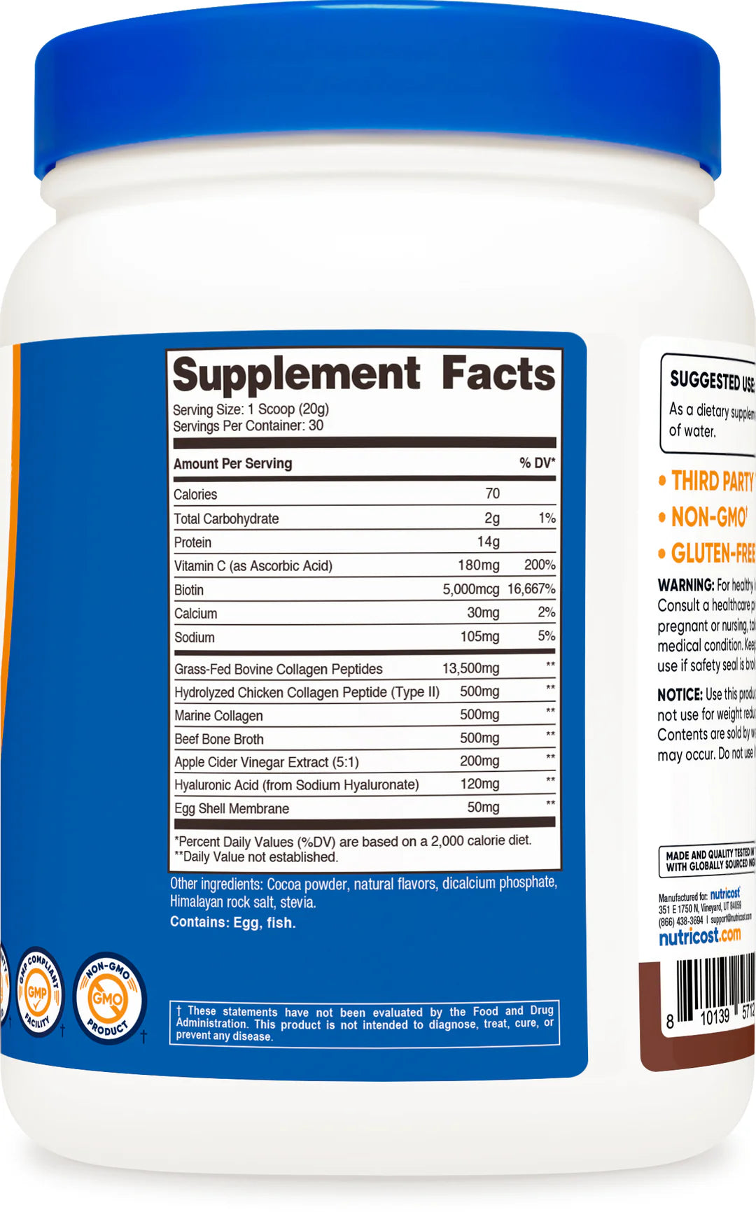 Nutricost Multi Collagen Protein + Beauty Powder (30 SERV)