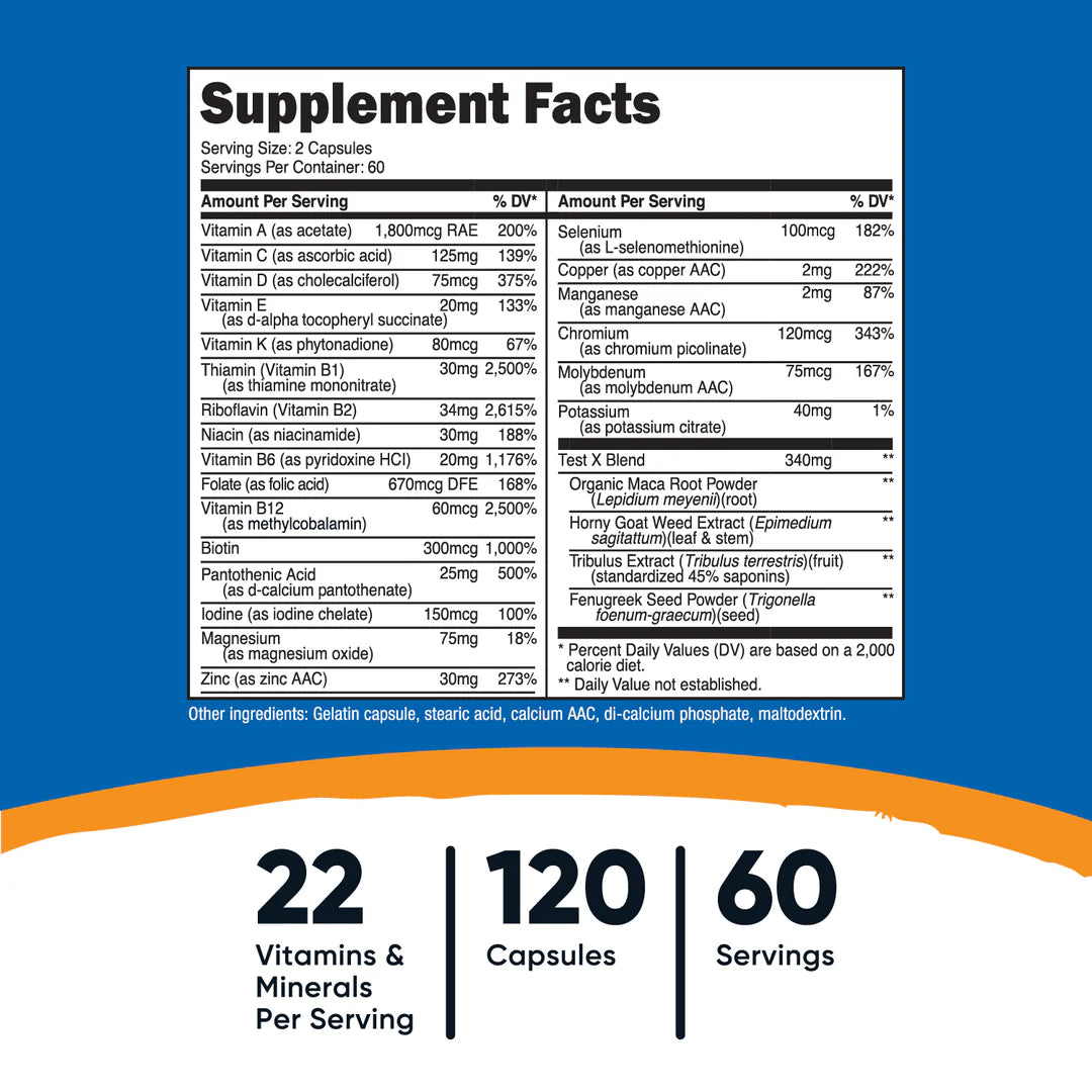 Capsules multivitaminées pour hommes (120 capsules)