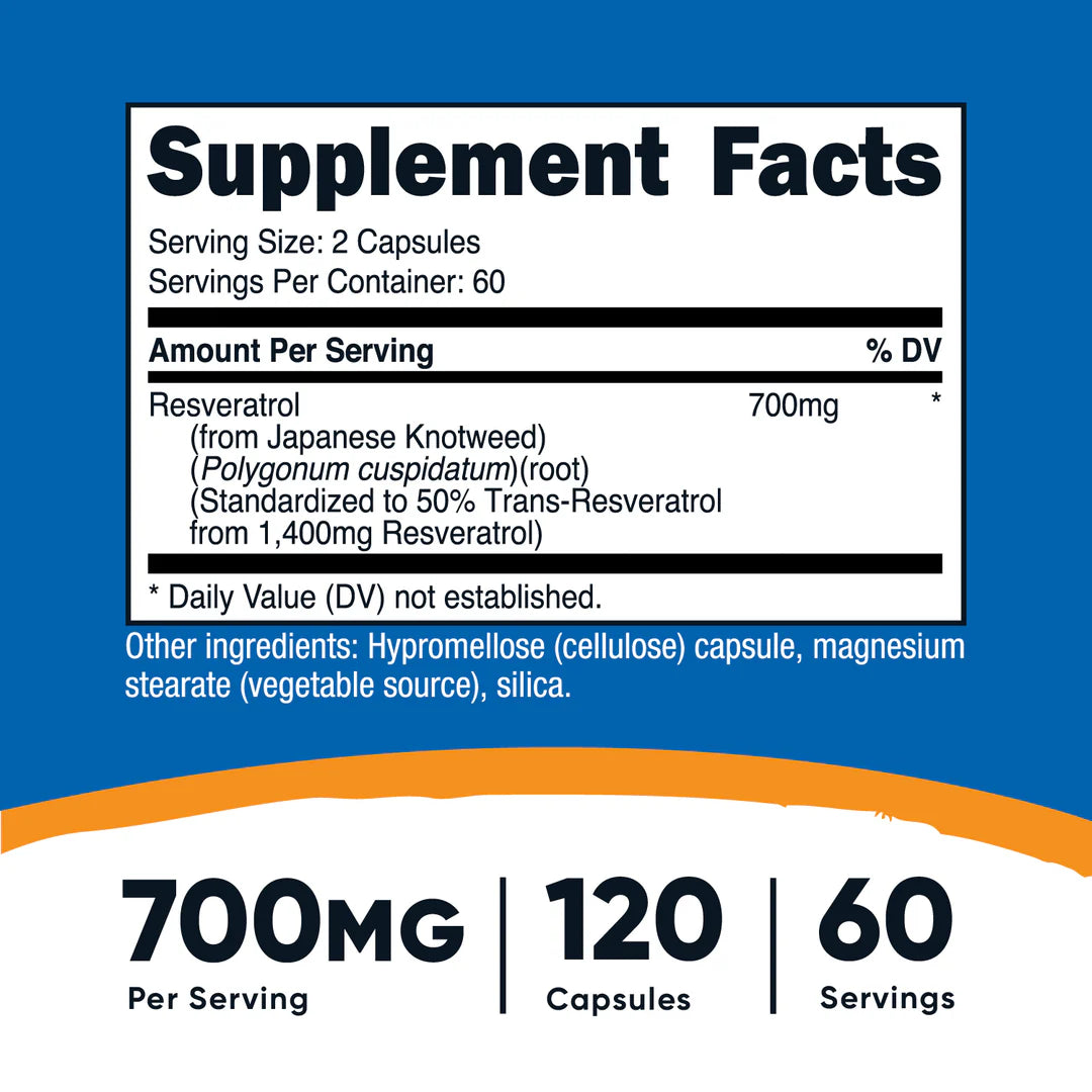 Nutricost Resveratrol Capsules (700 MG) (120 Capsules)