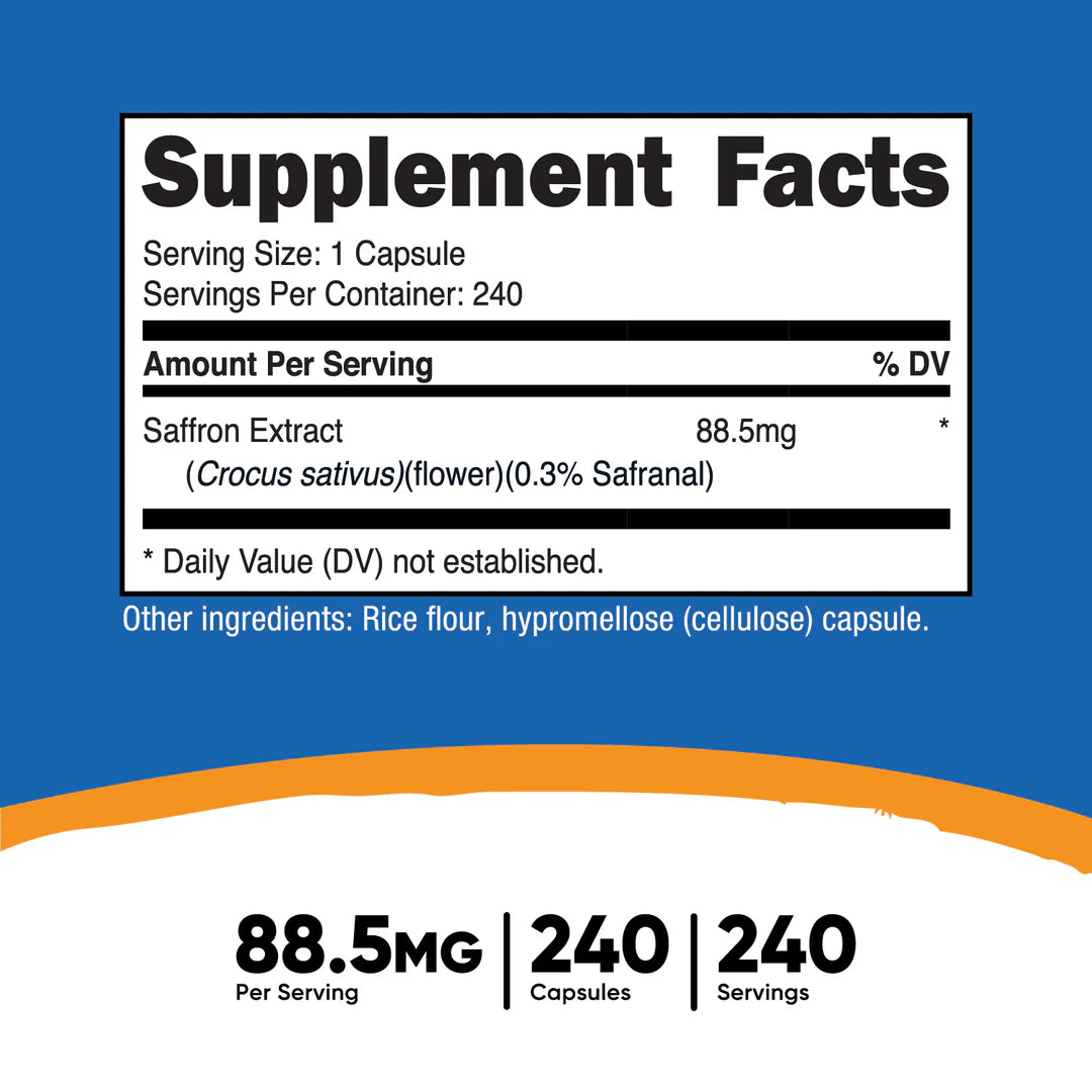 Nutricost Saffron Extract Capsules (88.5 MG) (240 Capsules)