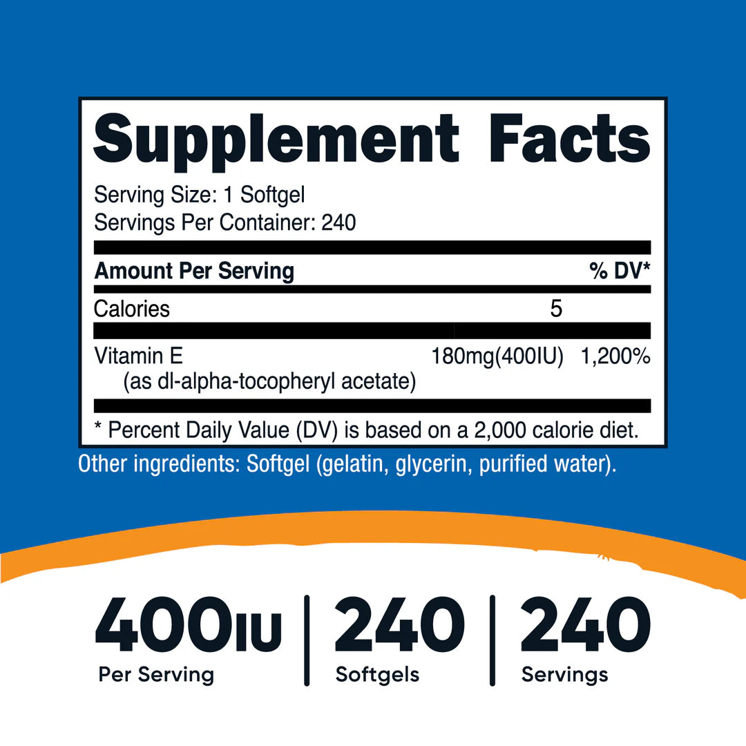 Cápsulas blandas de vitamina E (400 UI) (240 cápsulas blandas)