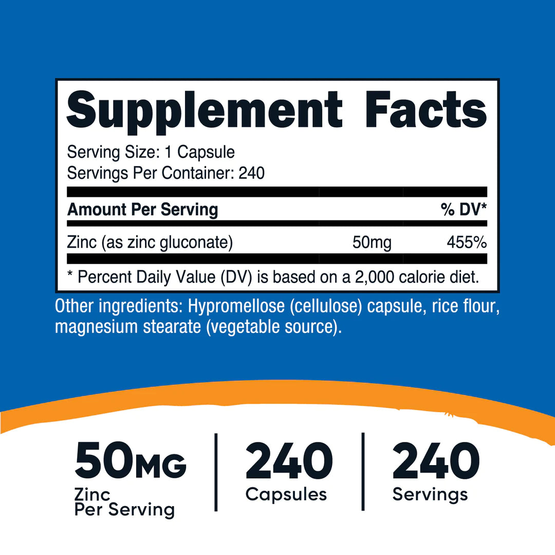 Cápsulas de gluconato de zinc (50 mg)