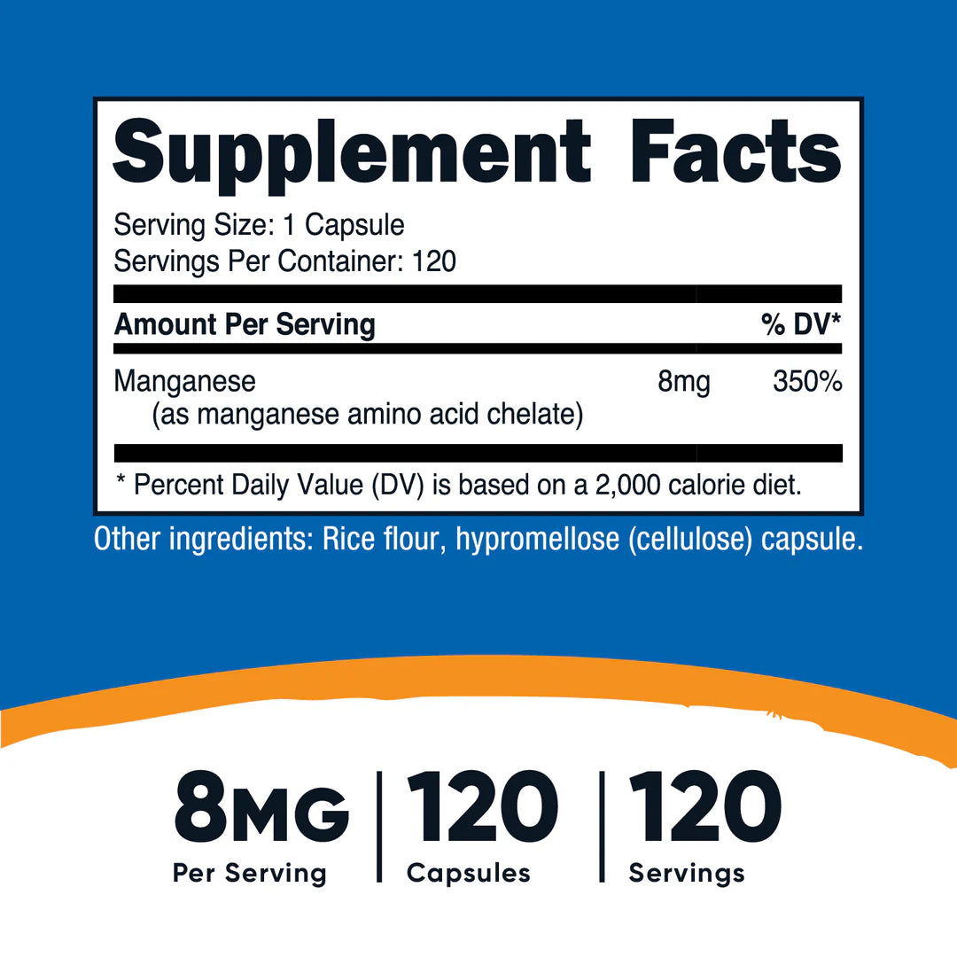 Nutricost Manganese Capsules (8 MG) (120 Capsules)