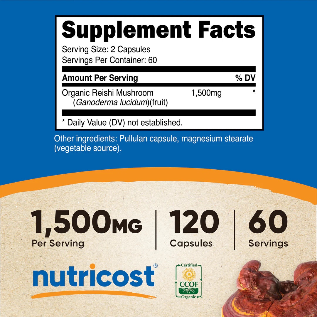 Nutricost Organic Reishi Capsules (1500 MG) (120 Capsules)