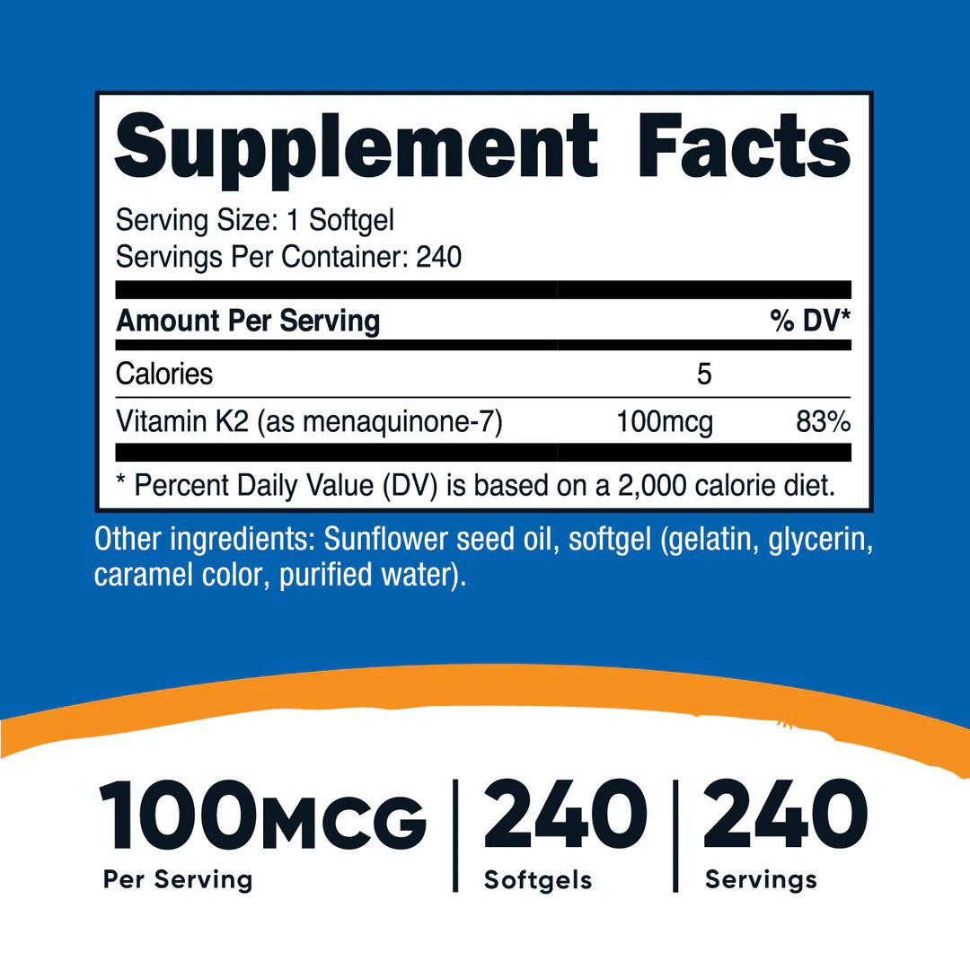 Vitamina K2 MK-7 Cápsulas Blandas (100 MCG) (240 Cápsulas Blandas)