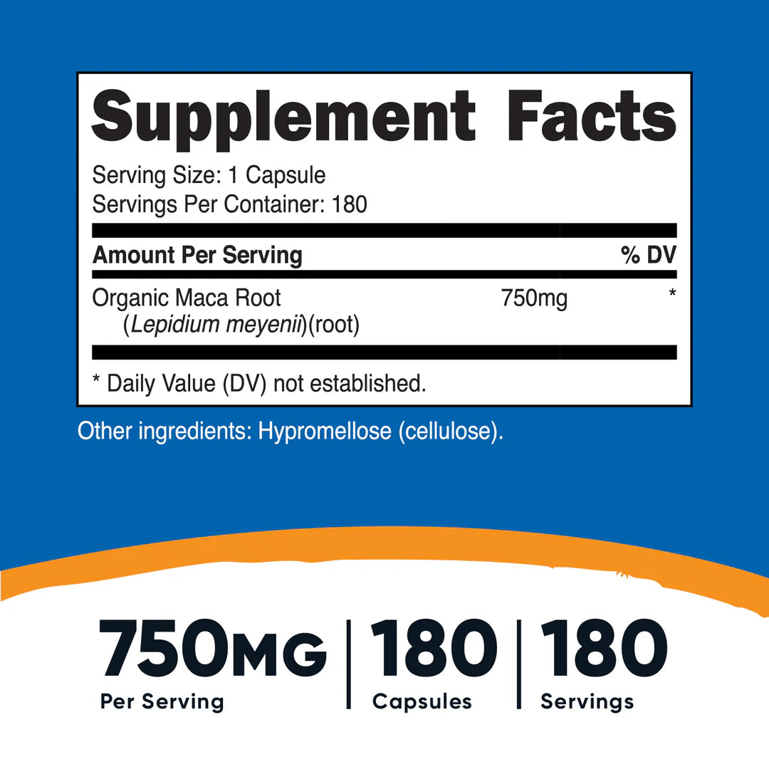 Nutricost Maca Root Capsules (750 MG) (180 Capsules)
