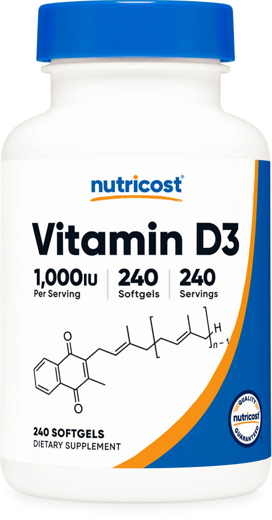 Nutricost Vitamin D3 Softgels (240 Softgels)
