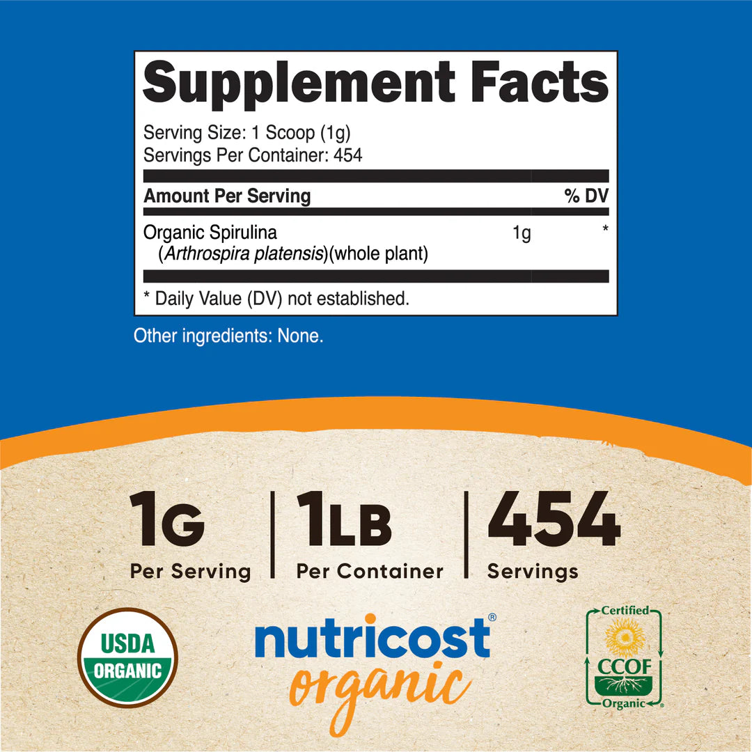 Espirulina en polvo (orgánica) (1 libra)