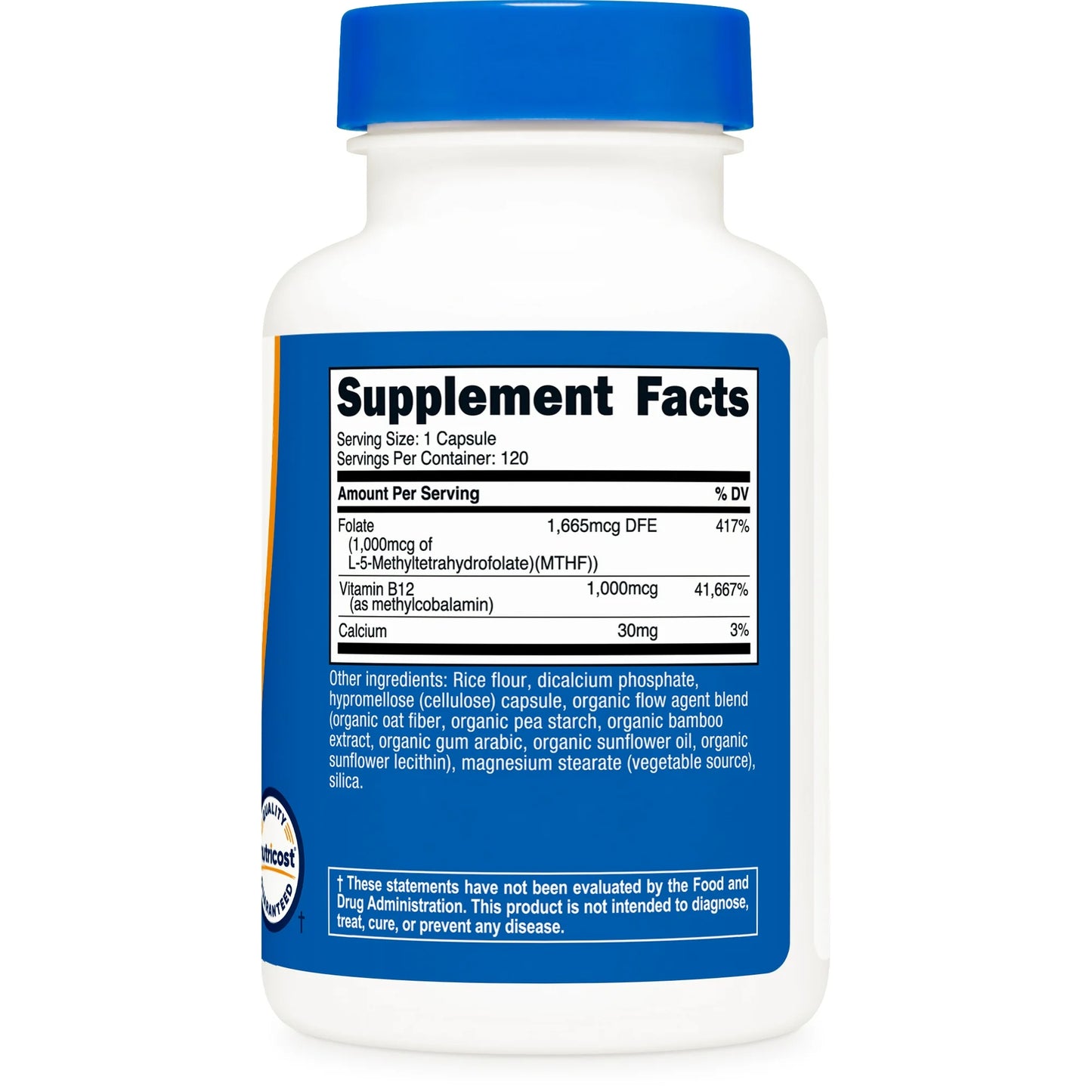 Nutricost 甲基化维生素 B12 + 叶酸胶囊（120 粒胶囊）
