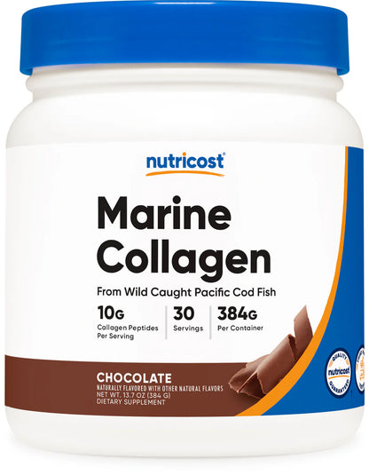 Nutricost Marine Collagen Powder Chocolate (Wild-Caught) (30 Servings)