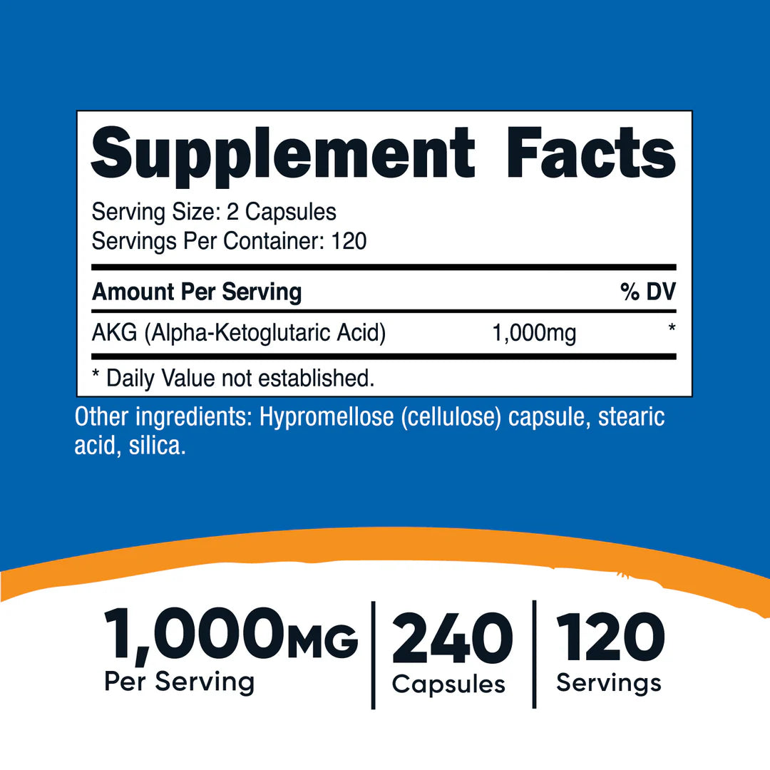 Nutricost AKG Capsules (1000 MG) (240 Capsules)