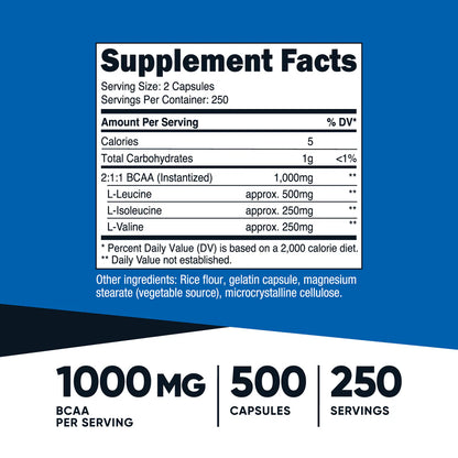 Gélules BCAA (1000 MG) (500 gélules)