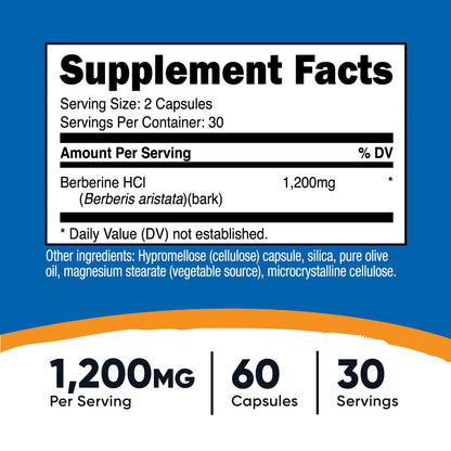 Capsules de berbérine HCl (600 MG) (60 gélules) 