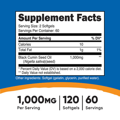 Nutricost Black Cumin Seed Oil Softgels (120 Softgels)