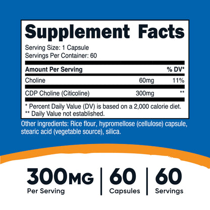 Nutricost CDP Choline Capsules (300 MG)