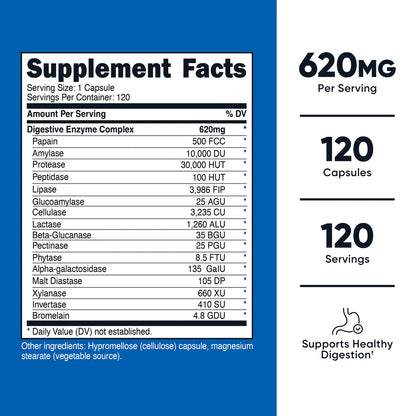 Cápsulas de complejo de enzimas digestivas (335 mg) (120 cápsulas)