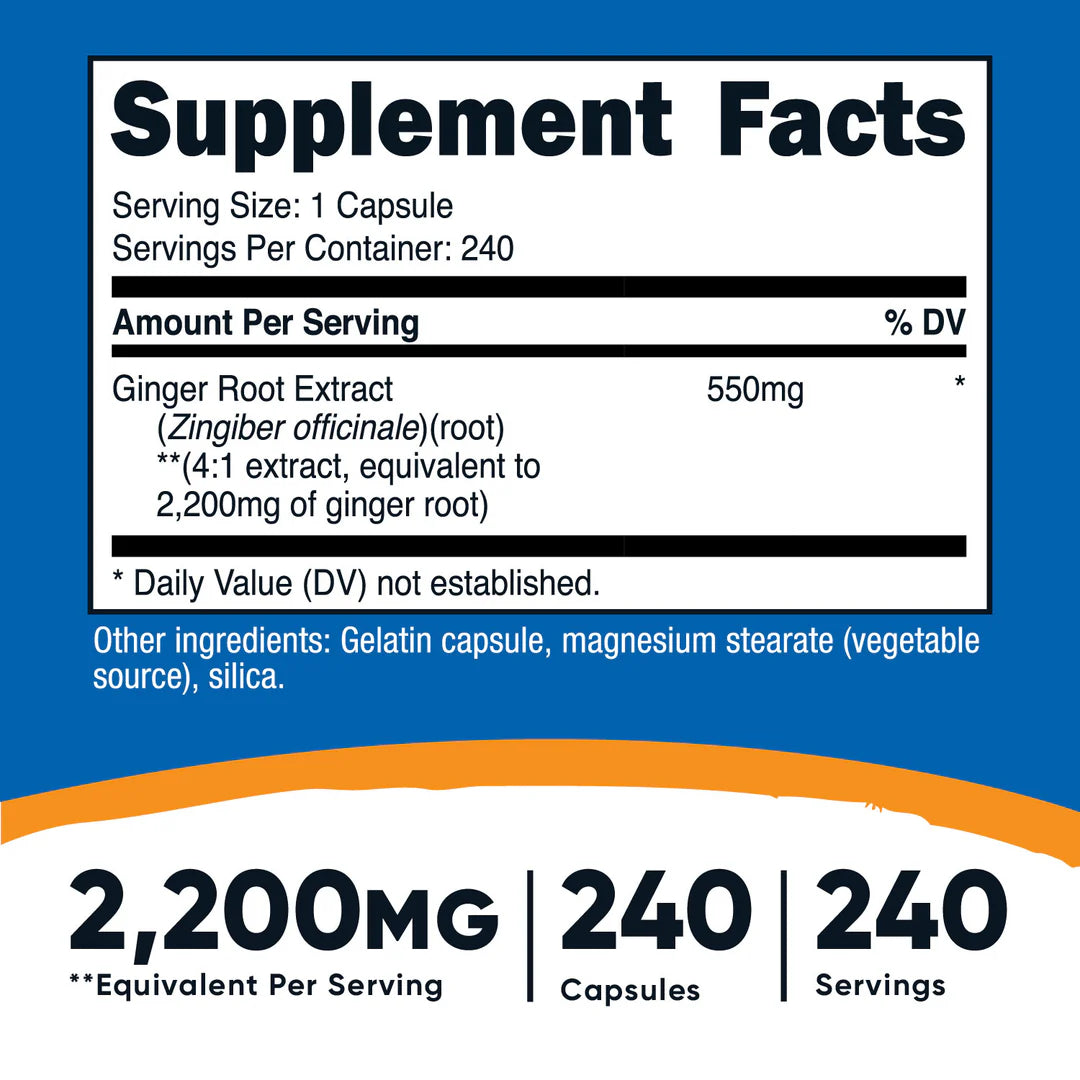 Ingwerwurzelextrakt-Kapseln (550 MG) (240 Kapseln)