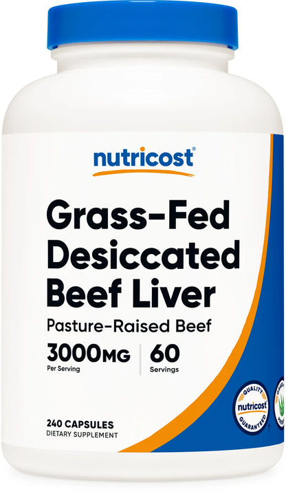 Nutricost Grass-Fed Desiccated Beef Liver Capsules (750 MG)