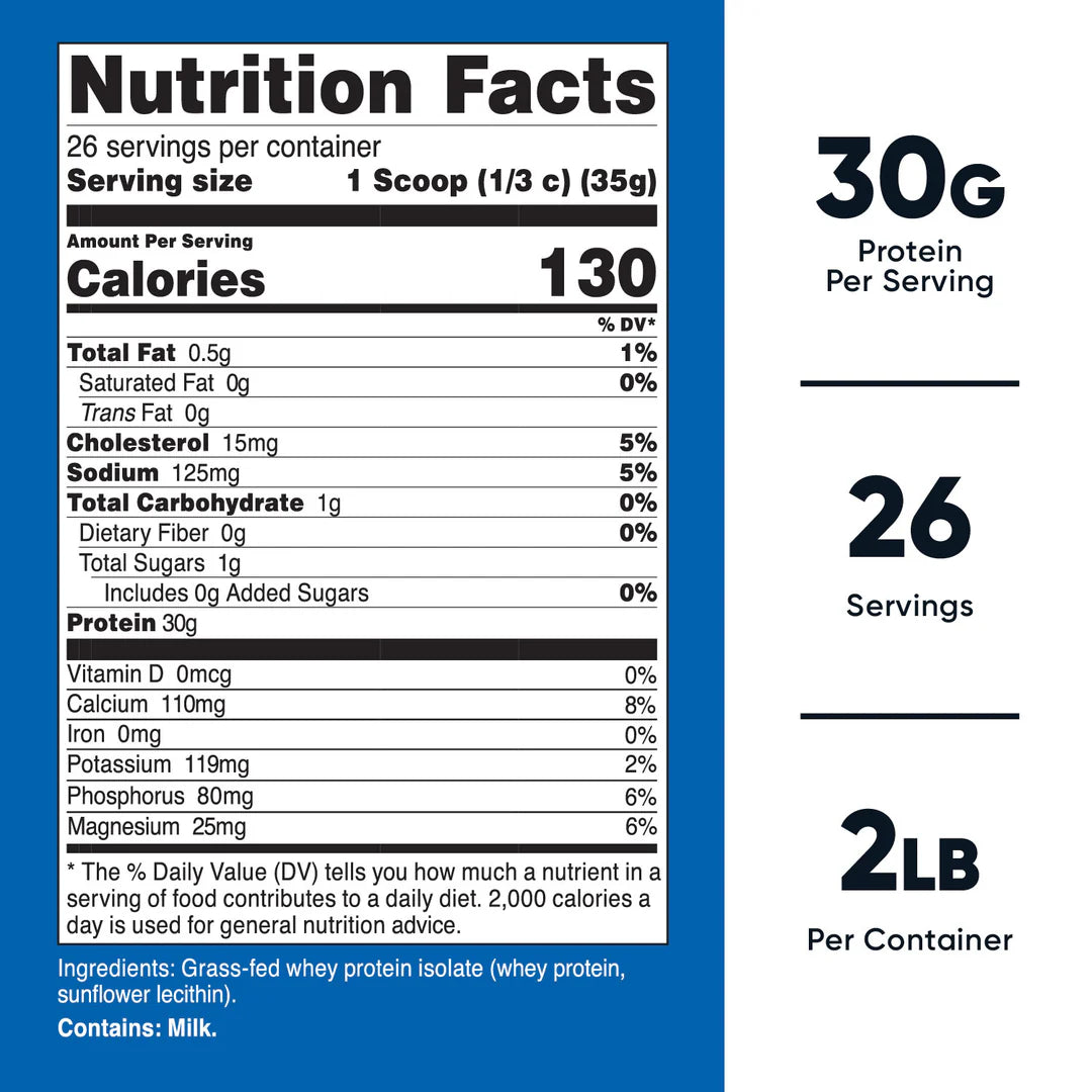 Nutricost Grass-Fed Whey Protein Isolate Powder (5 LB)