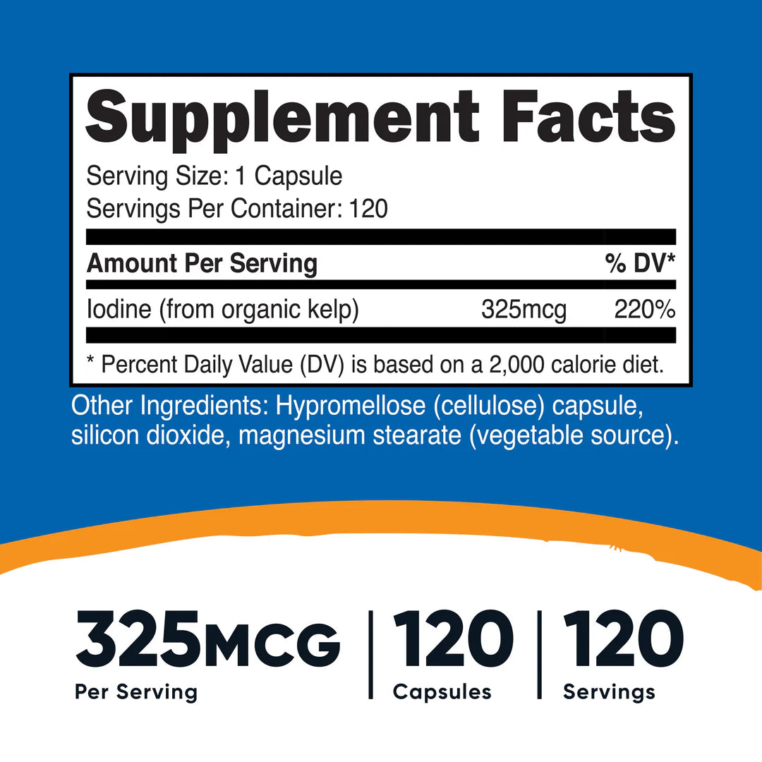 Nutricost Iodine Capsules (325 MCG) (120 Capsules)