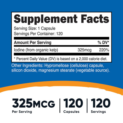 Nutricost Iodine Capsules (325 MCG) (120 Capsules)