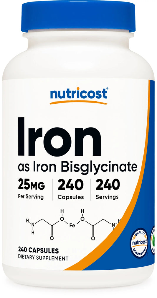 Nutricost Iron Bisglycinate Capsules (25 MG)