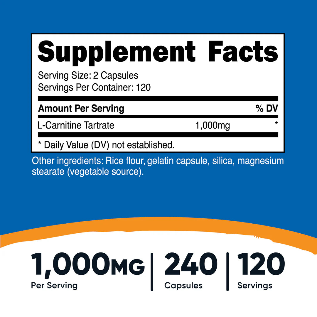 Nutricost L-Carnitine Tartrate Capsules (500 MG)