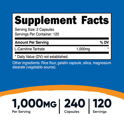 Gélules de tartrate de L-carnitine (500 MG)