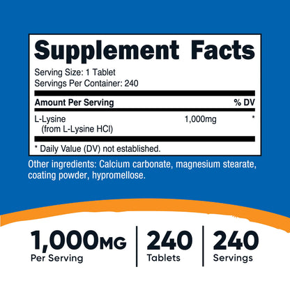 Tabletas de L-Lisina (1000 MG)