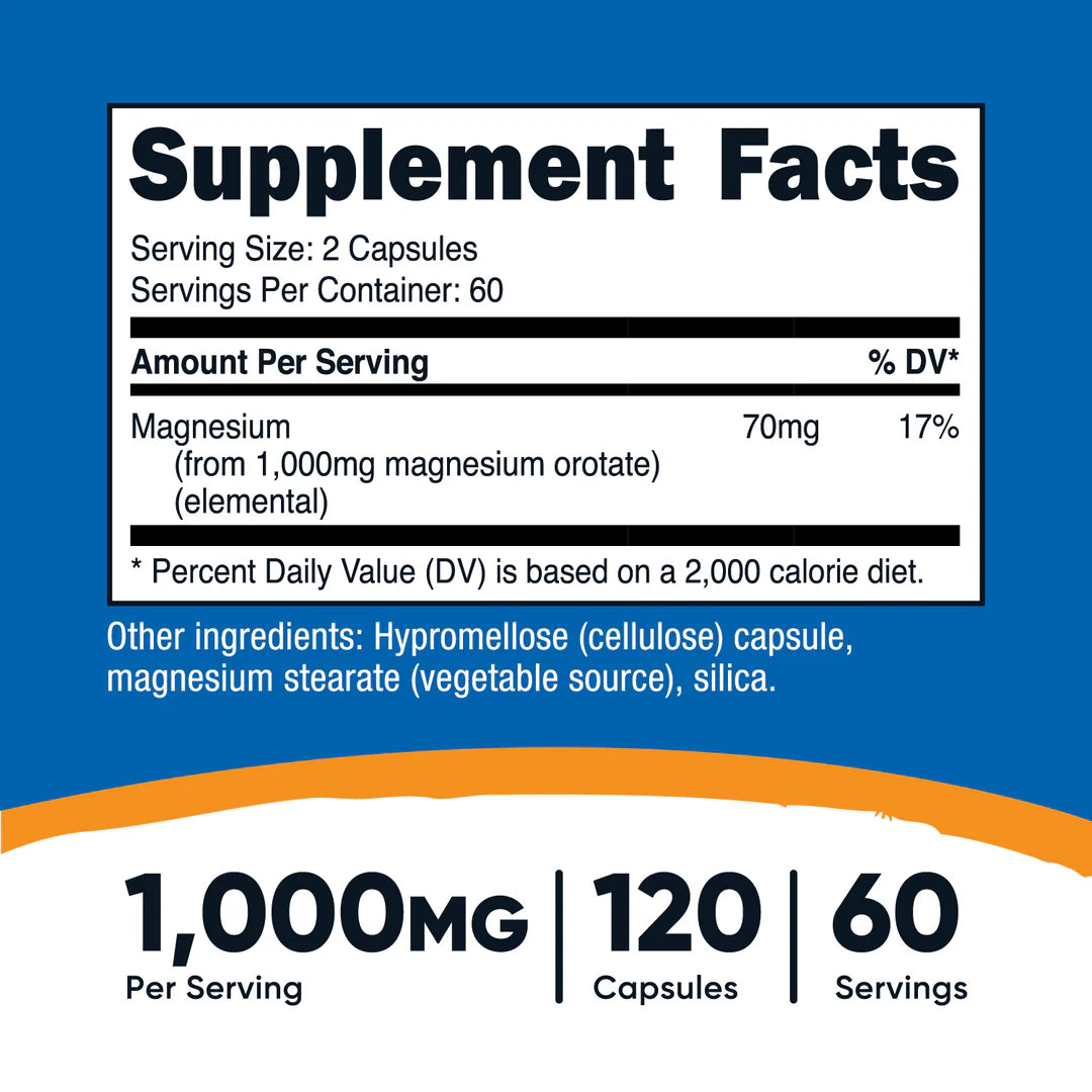 Nutricost Magnesium Orotate (500 MG) (120 Capsules)