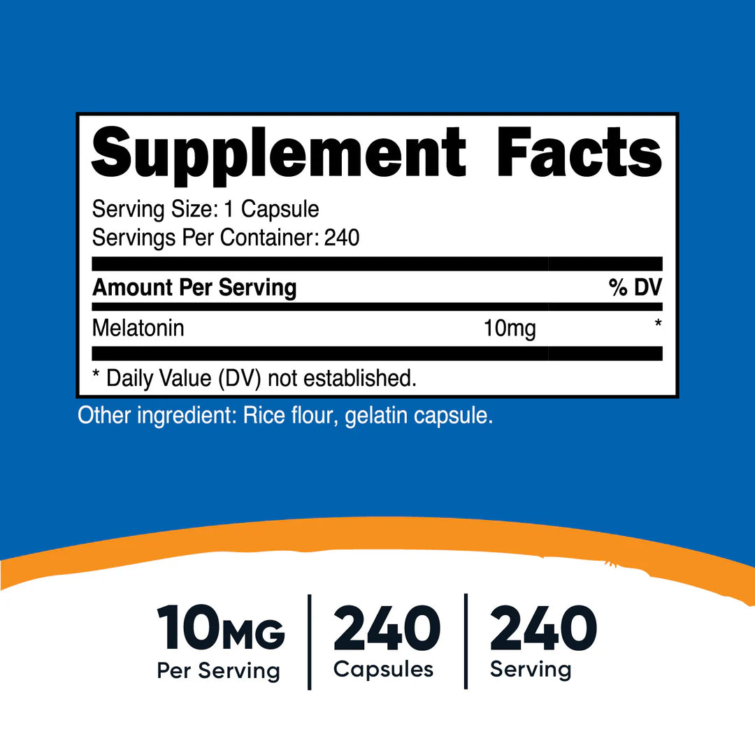 Nutricost Melatonin Capsules (10 MG) (240 Capsules)
