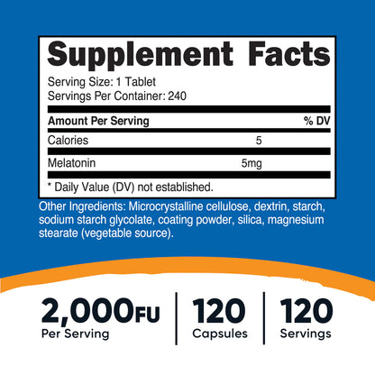 Nutricost Melatonin Tablets (5 MG) (240 Tablets)