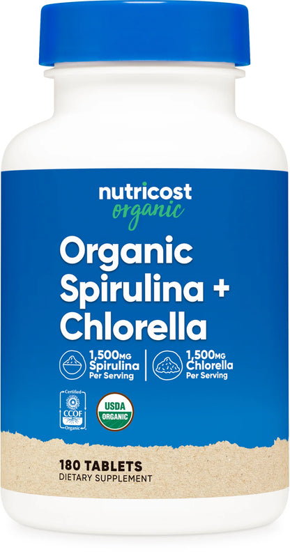 Nutricost Organic Spirulina + Chlorella Tablets