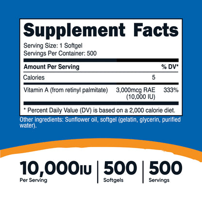 Nutricost Vitamin A Softgels (10,000 IU)