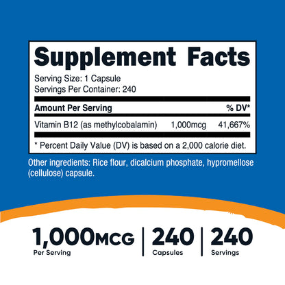 Nutricost Vitamin B12 Capsules (240 Capsules)